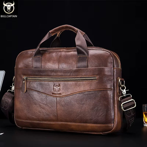Briefcase Shoulder Messenger Bags Men'S Genuine Leather 14-Inch Laptop Bag'S Men'S Briefcase Office Business Handbag