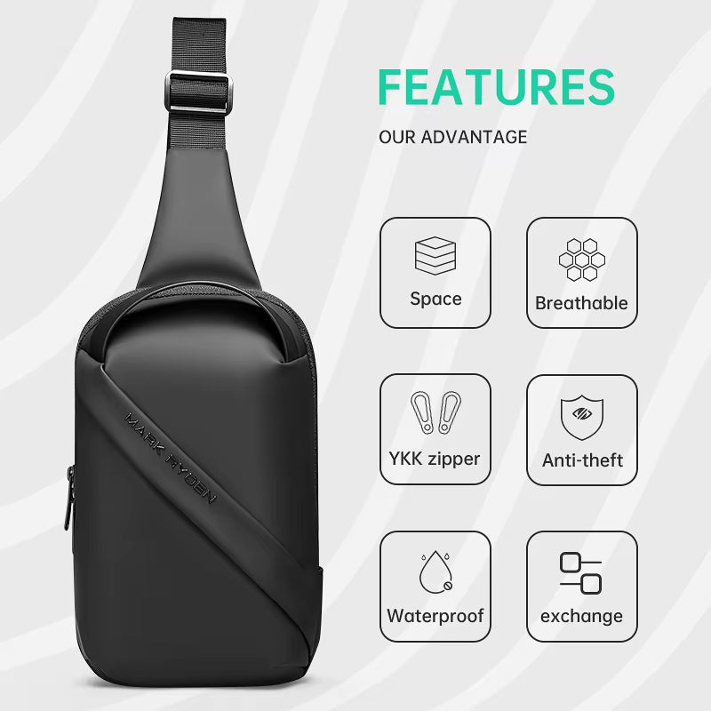 Men Bag Oxford Sling Bag 7.9 Inch Male Chest Bag Crossbody Bag for Man Moto Biker Shoulder Bags Black New Fashion Bag